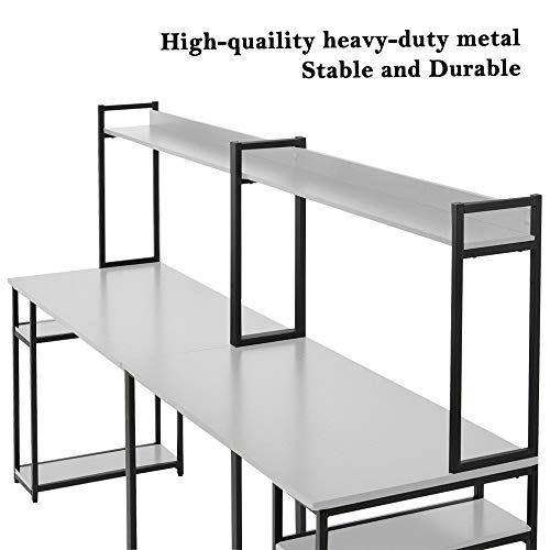 Two Person Computer Desk with Storage and Shelf, 94 Inches Space Saving Double Computer Workstation Desk for Home Office - Black