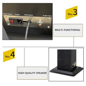 Yadlan Podium Stand with Speaker and Microphone, Metal Lectern with Baking Paint Coating