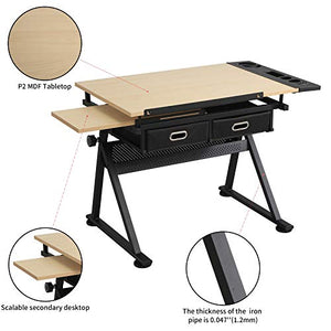 Waful Multifunctional Height Adjustable Drawing Table with Stool