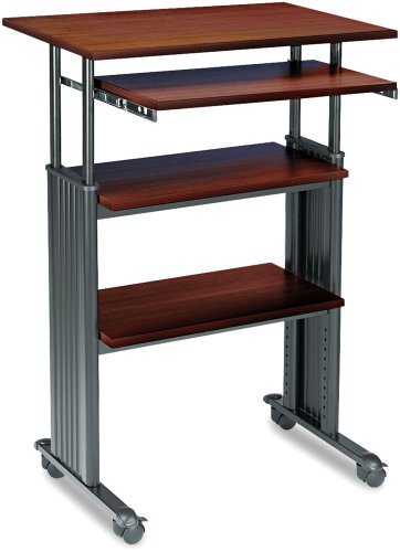 Safco Products 1929CY Muv 35-49" H Stand-Up Desk Adjustable Height Computer Workstation with Keyboard Shelf, Cherry