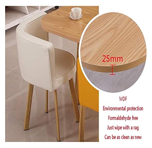 AkosOL Office Table and Chair Set - Nordic Modern Round Table with Four Chairs (Yellow+White)