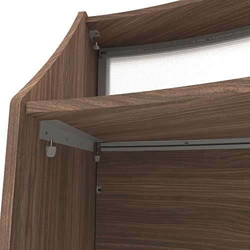 Linea Italia Curved Office Clear Panel Reception Desk Counter | 72" x 32" Walnut