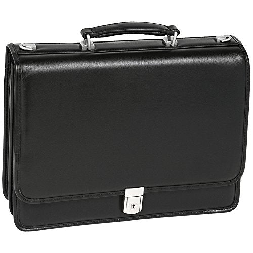 McKlein, I Series, Bucktown, Full Grain Cashmere Napa Leather, 15" Leather Double Compartment Laptop Briefcase, Black (43545)