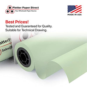 PlotterPaperDirect CAD Paper Rolls, 36’’ x 500’ (4 Pack), 20 lb. Green tinted/Colored Bond Paper on a 3’’ Core, 75 GSM Plotter Paper For Engineers, Architects, Copy Service Shops w/ Inkjet Printers
