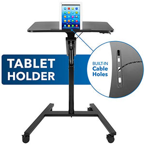 Mount-It! Mobile Standing Laptop Desk with Gas Spring Lift Mechanism, Black