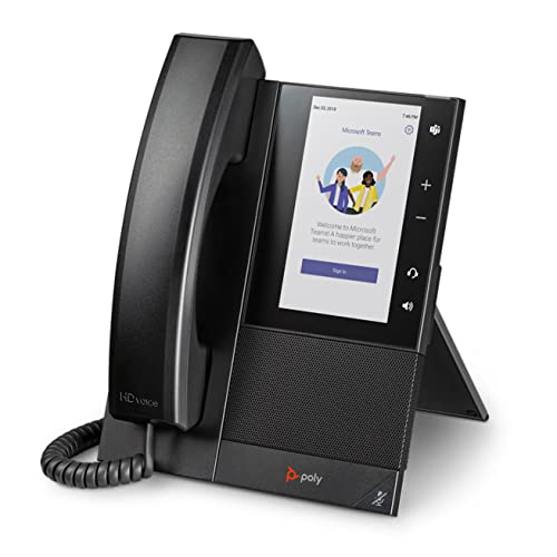 Plantronics Poly CCX 505 Teams Edition Phone with Handset - Wi-Fi Enabled - Acoustic Fence & NoiseBlockAI Technologies - 5' LCD Display - Integrated BT & USB Headset Ports - Works w/Teams (Certified)