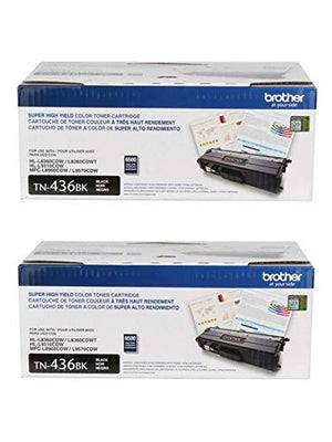 Brother Genuine TN436BK 2-Pack Super High Yield Black Toner Cartridge with Approximately 6,500 Page Yield/Cartridge