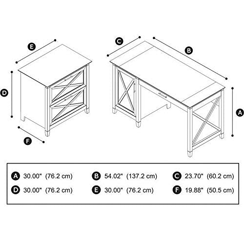 2 Piece Office Set in Washed Gray-Home office furniture sets-Computer desk-Home office desks-Desk with drawers-Storage cabinet-Home office desk-Home office furniture set-Home office set furniture
