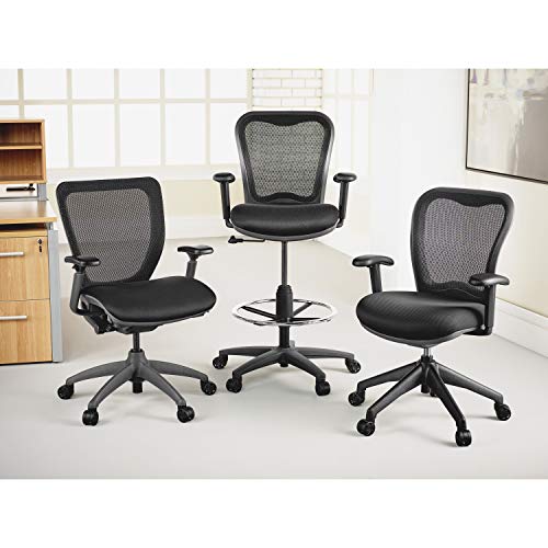 Lorell 25981 Mesh-Back Drafting Sitting Stool, 30" x 18" x 29", Black