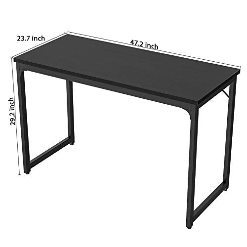 Foxemart Computer Desk 47” Modern Sturdy Office Desk PC Laptop Notebook Study Writing Table for Home Office Workstation, Black