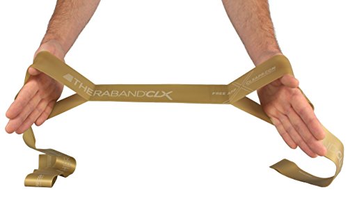 TheraBand CLX Resistance Band with Loops, Fitness Band for Home Exercise and Full Body Workouts, Portable Gym Equipment for Home Training, Best Gift for Athletes, 25 Yard Dispenser, Gold, Max, Elite