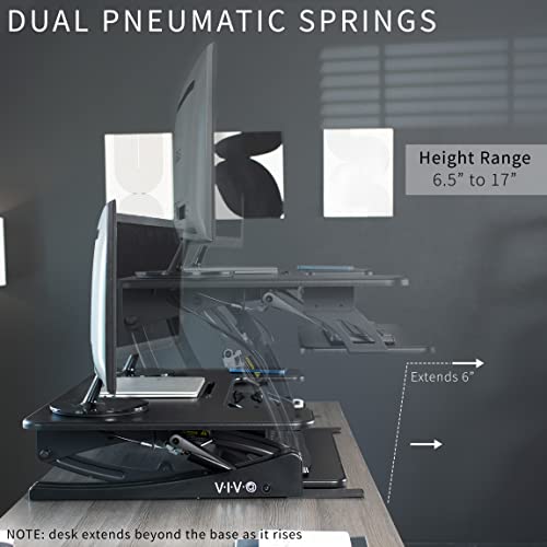 VIVO 48" Height Adjustable Stand Up Desk Converter, V Series, Dual Monitor Riser Workstation - Black