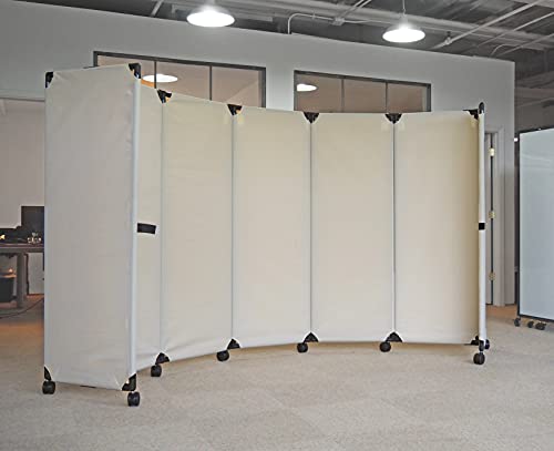 VERSARE Portable Folding Wall Partition | Economical 5 Panel Design | Room Divider On Wheels | Adjustable, Freestanding Setup