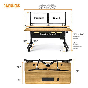 VERSADESK Foundry Bench 36" Wide x 30" Deep Dual Motor Electric Height Adjustable Standing Computer Desk