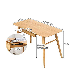 LIUXR Computer Desk, Bamboo Writing Desk Simple Style Office Desk Study Desk Home Sturdy Conference Table with Drawer Dining Table, for Home Office Workstation,Wood Color_100x60x72cm