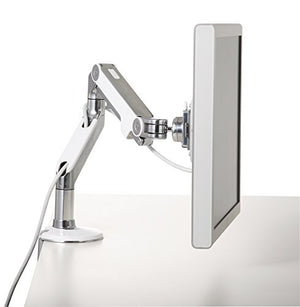 Humanscale M8 Monitor Height Adjustable Desk Mount Finish: Polished Aluminum with White Trim, Base Type: Clamp