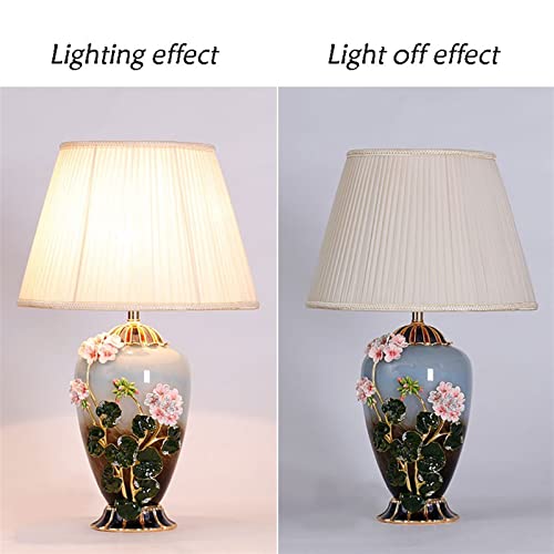WAOCEO Traditional Ceramic Table Lamp 24.4 Inch Classical Enamel Color Craft Bedside Lamp