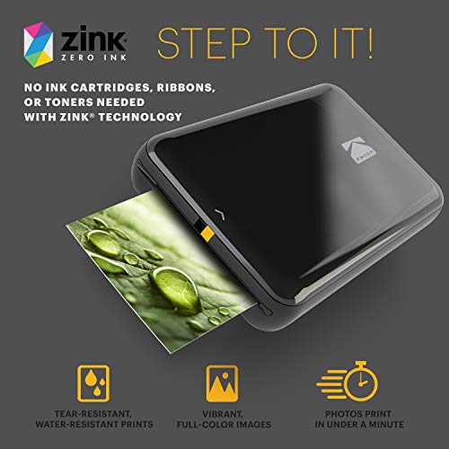 Kodak Step Wireless Photo Printer 2x3 Sticky-Back ZINK Paper for Bluetooth or NFC Devices (Black) Sticker Edition