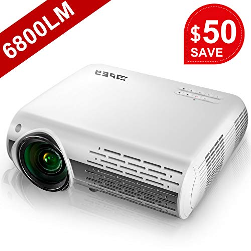 Projector, YABER Native 1920x 1080P Projector 6800 Lumens Full HD Video Projector, ±50° 4D Keystone Correction,LCD LED Home Projector Compatible with Smartphone,PC,TV Box,PS4