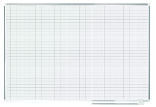MasterVision Planning Board Magnetic Dry Erase, 1" x 2" Grid Planner with Aluminum Frame, 48" x 72"