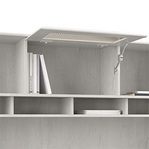 Pemberly Row 60" Modern Engineered Wood Hutch in Linen White Oak