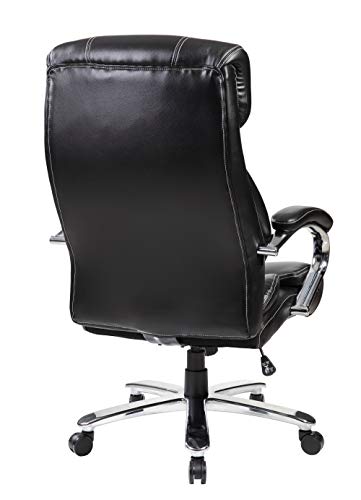United Office Chair 9352BR 9352Bk High Back Leather Big and Tall 400 LBS Executive Swivel Office Computer Desk Chair (Black)