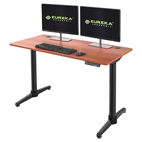 [New Generation] Eureka Ergonomic Electric Standing Desk, Adjustable Height Stand Up Desk Computer Desks Dual Motor Self-Locking Protection Suitable for Home Office (Cherry)