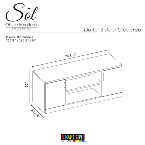 SKUTCHI DESIGNS INC. Sol Series Storage Credenza | 70" W x 24" D | White Cypress
