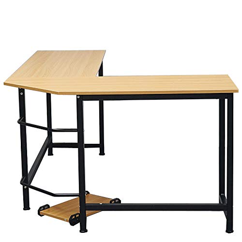 TimmyHouse Corner Desk L-Shaped Computer Desk PC Latop Study Office Table Workstation Home
