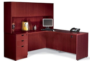 Offices To Go L Shaped Desk with Hutch - American Mahogany - Right Corner - 71" x 72" Dimensions