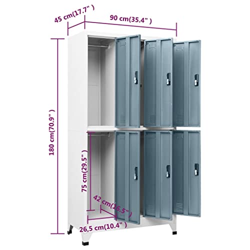 THOYTOUI Locker Cabinet, Steel Storage Unit - Light Gray/Dark Gray 35.4"x17.7"x70.9