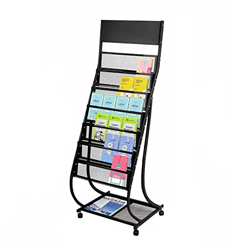 CIRCIR Tall Black 7-Layer Floor Standing Brochure Holder Stand