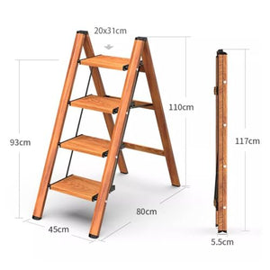 None 3/4 Step Ladder Climbing Tool with Storage Rack - Wood Color, 45 * 80 * 93cm