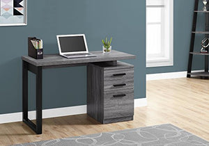 Monarch Specialties Laptop Table with Drawers for Home & Office-Contemporary Style Computer Desk, 48" L, Grey-Black Metal Leg