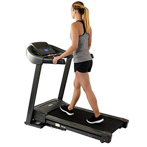 Sunny Health & Fitness T7643 Heavy Duty Walking Treadmill with 350 LB Max Weight, Tablet Holder, Shock Absorber, Wide Belt and Folding