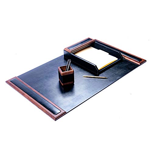 Dacasso Walnut and Leather Desk Set, 3-Piece