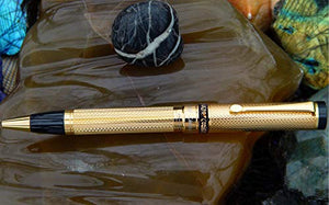 Xezo Tribune 18 Karat Gold Layered Diamond-Cut Ballpoint Pen. Weighty and Balanced, Limited Edition (Tribune 18K Gold B)