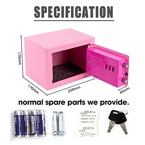 Jiaong 6.7" Mini Safe for Home Security Safe Box with Digital Combination Lock | Small Bedside Safe Wall Safe Anti-Theft Cabinet Safe Protect Cash Documents Jewelry Valuables (Pink)