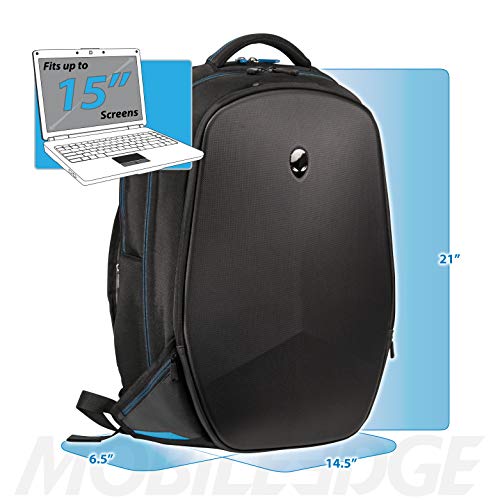 Dell Alienware 15" Vindicator Backpack Black/Red - Made with High-Density Nylon - Reinforced, Weather Resistant, Non-Slip Base - Not Compatible with Alienware 15" R3 Models