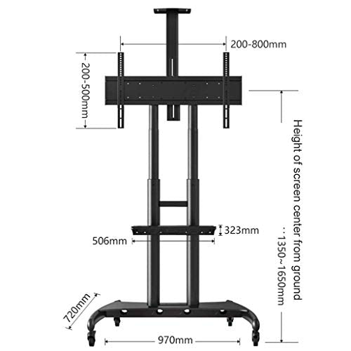 YokIma Mobile TV Stand for 55-80 Inch Screens, White, 90.9 Kg Capacity