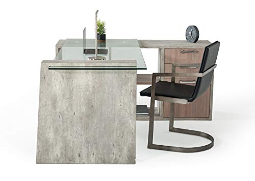 Limari Home LIM-73765 Baston Office Desk, Gray/Clear