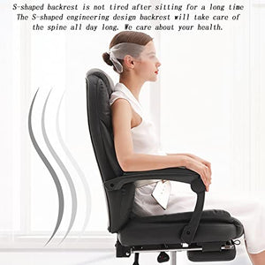 HUIQC Managerial Executive Office Chair with Linkage Armrest and Footrest, Adjustable Height - Ergonomic Computer Gaming Swivel Seat