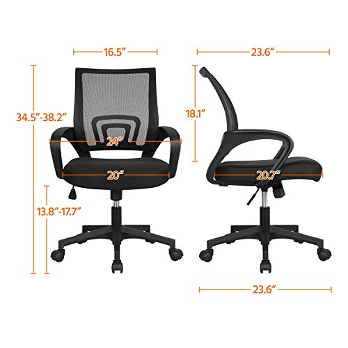 YAHEETECH Home Office Desk & Chair Set 47" Industrial Computer Desk with Storage Bag, Ergonomic Mesh Office Chair Ergonomic Desk Chair Mid-Back Big Computer Chair, Rustic Brown & Black