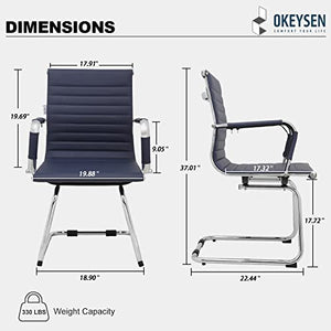 Okeysen Conference Room Chairs Set of 6 - Modern Office Guest Chairs with Mid Back & Sled Base