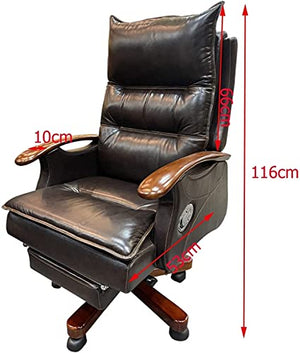 inBEKEA Multi-Segment Backrest Leather Office Chair with Footrest, Brown/Black