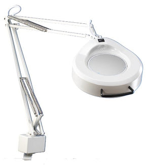 Luxo 16346LG IFM Magnifier, 45" External Spring Arm, 5-Diopter, Edge Clamp, Light Grey