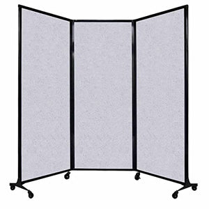 VERSARE QuickWall Folding Portable Partition | 3 Panel Room Divider | Sound Absorbing | 8'4" x 6'8" Marble Gray Panels