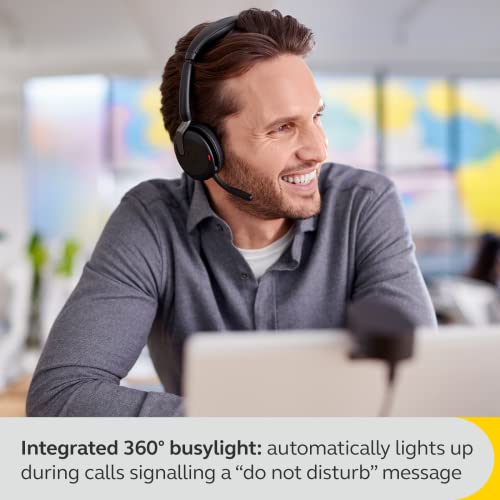 Jabra Evolve2 65 Flex Stereo Headset with Bluetooth & Wireless Charging Pad - Noise-Cancelling ClearVoice Technology - Black