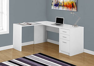 Candace & Basil Computer Desk - White Corner with Tempered Glass