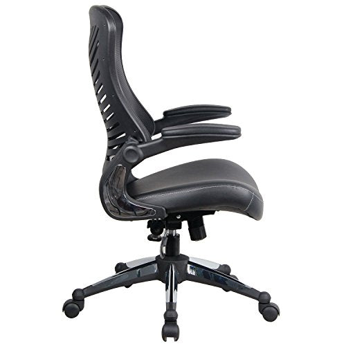 Modrine Ergonomic Swivel Drafting Chair, Height Adjustable Breathable Mesh Back with Steel Footring, Flip-up Padded Armrest Wheel Fabric Lumbar Support Seat (Style 2)